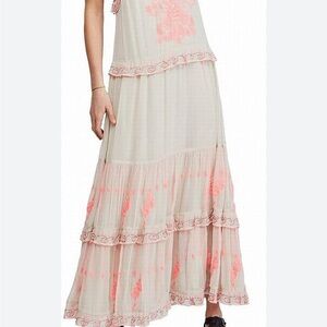 Free People Cream Pink Coralie Maxi Dress